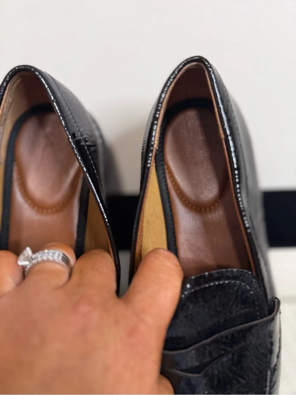 Franco Sarto  Black Patent Leather Penny Loafer chunky sole size 7.5